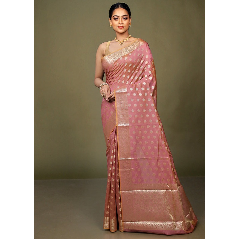 Purple Kora Silk Saree With Blouse Piece - JD986597681