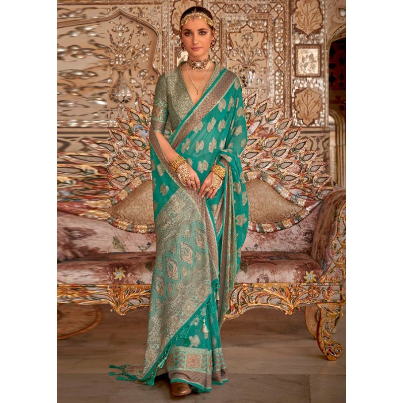 Rama Georgette Saree With Blouse Piece - JD986597531