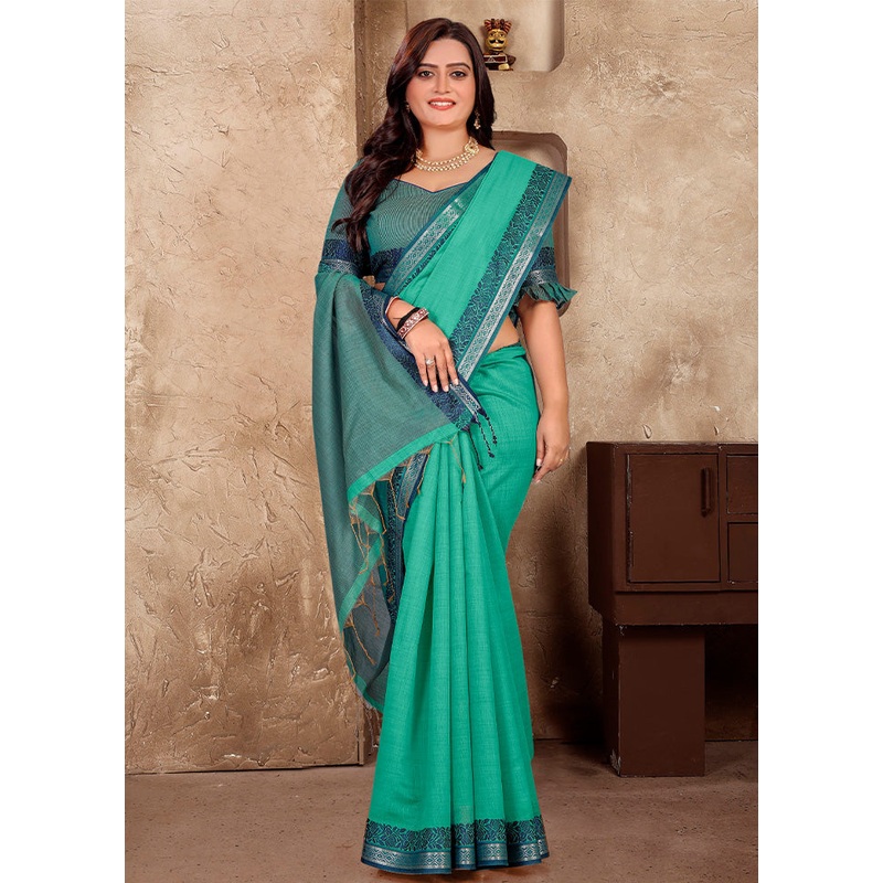 Rama Linen Silk Saree With Blouse Piece - JD986597528