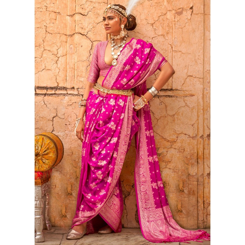 Rani Georgette Saree With Blouse Piece - JD986597522