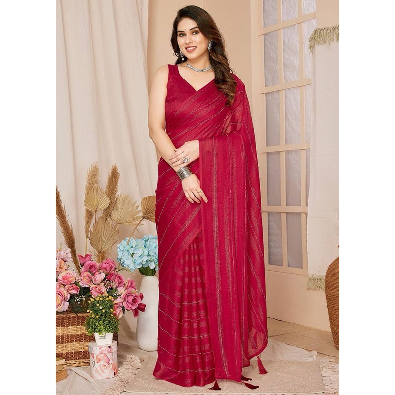 Rani Spun Silk Saree With Blouse Piece - JD986597519