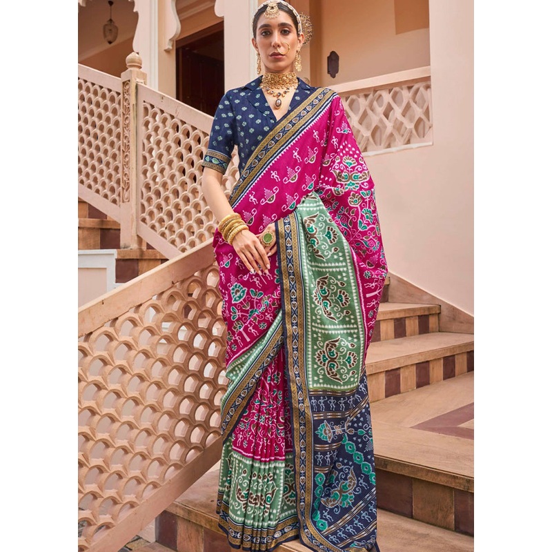 Rani Spun Silk Saree With Blouse Piece - JD986597520