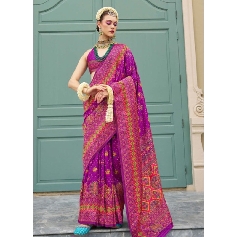 Wine Banarasi Silk Saree With Blouse Piece - JD986597507