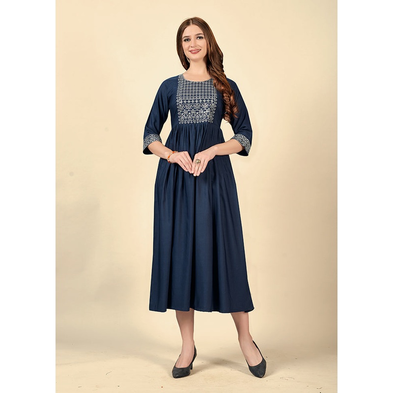 Blue Readymade Cotton Kurti - JD986597336