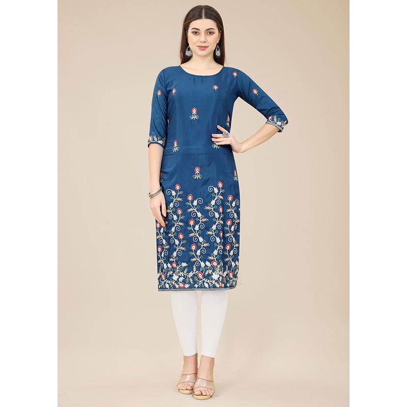 Blue Readymade Silk Kurti - JD986597321