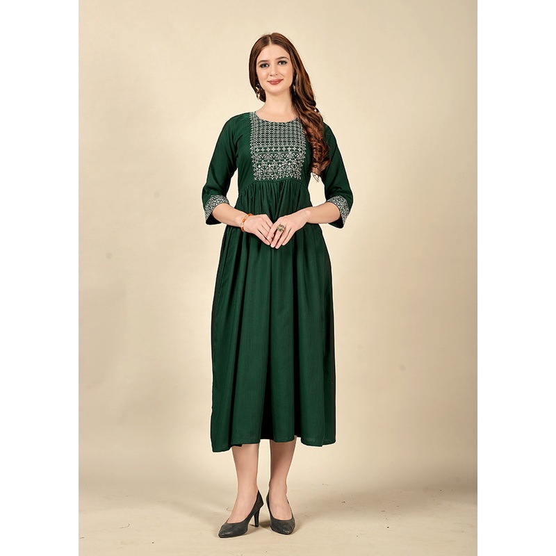 Green Readymade Cotton Kurti - JD986597332