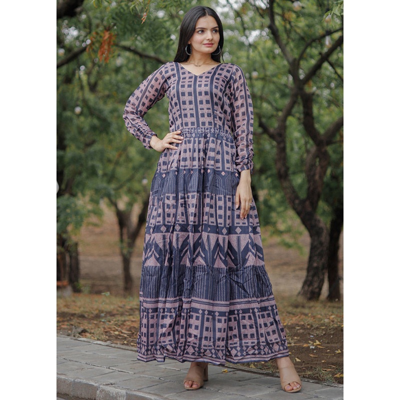 Grey Readymade Chanderi Kurti - JD986597340