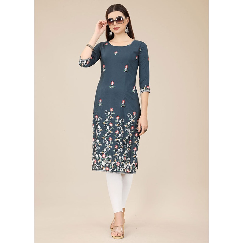 Grey Readymade Silk Kurti - JD986597324
