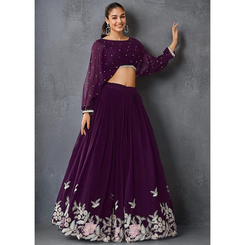 Multicolor Georgette Semi Stitched Lehenga Set - JD986597342