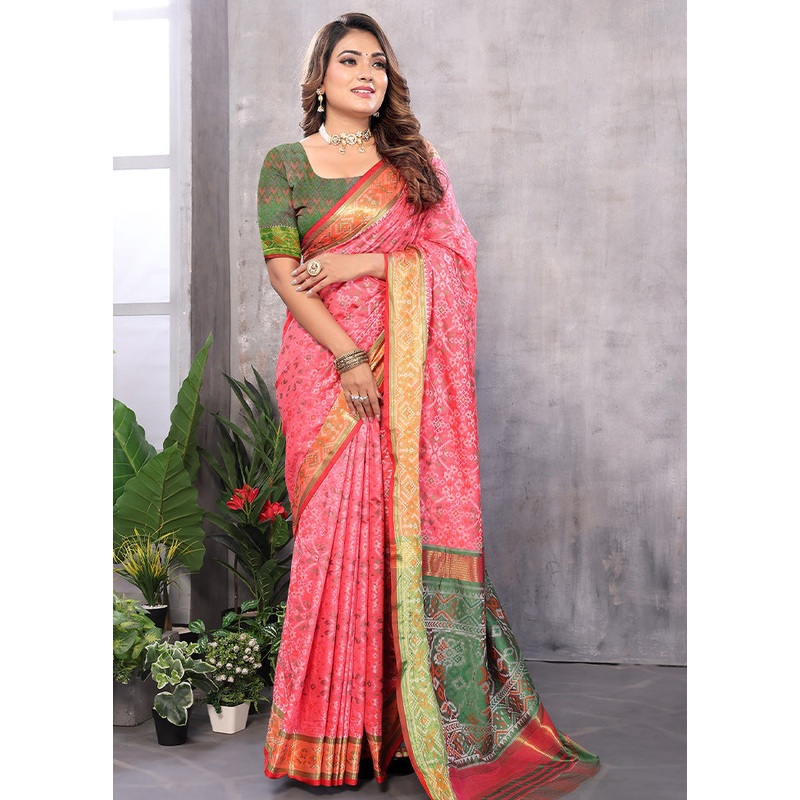 Multicolor Spun Silk Saree With Blouse Piece - JD986597382