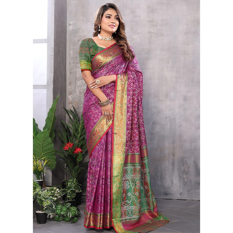 Multicolor Spun Silk Saree With Blouse Piece - JD986597386