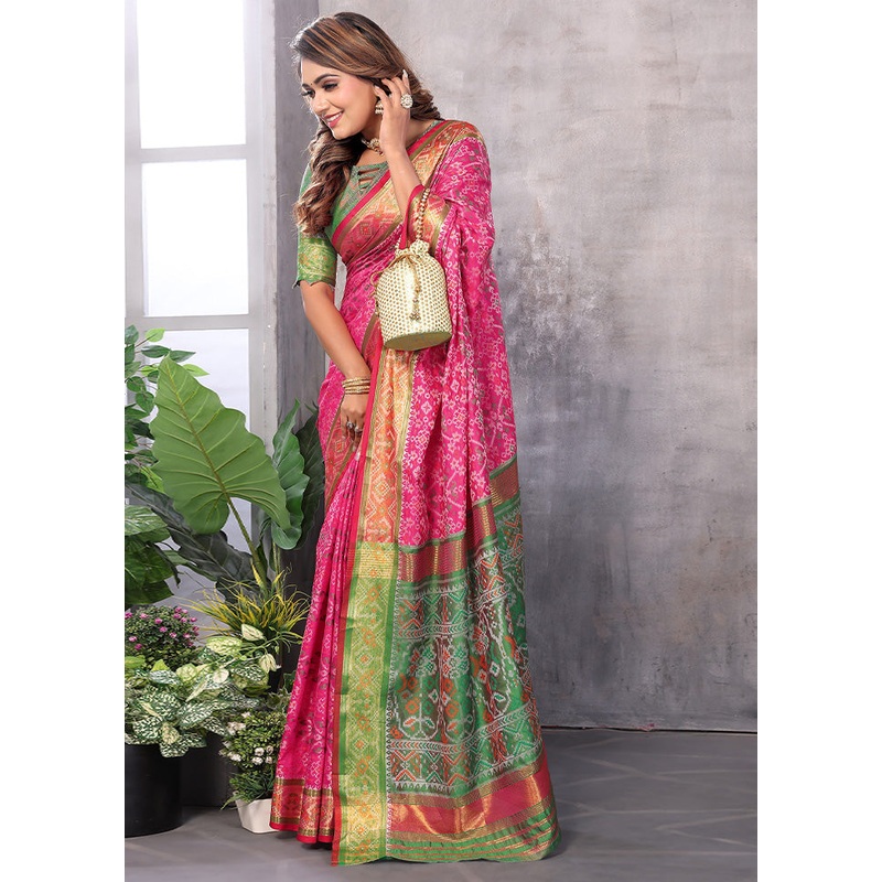 Multicolor Spun Silk Saree With Blouse Piece - JD986597387
