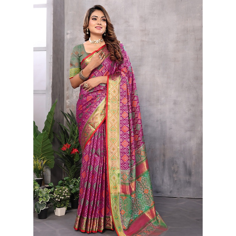 Multicolor Spun Silk Saree With Blouse Piece - JD986597388