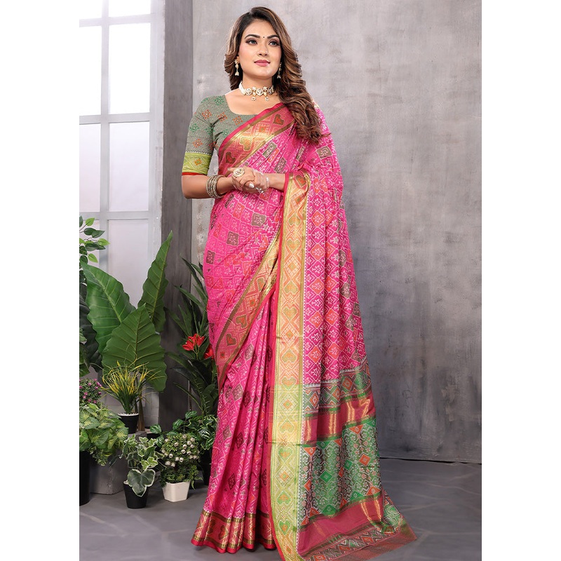Multicolor Spun Silk Saree With Blouse Piece - JD986597390