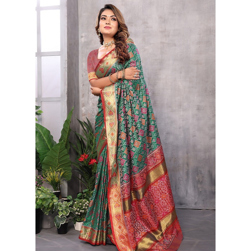 Multicolor Spun Silk Saree With Blouse Piece - JD986597391