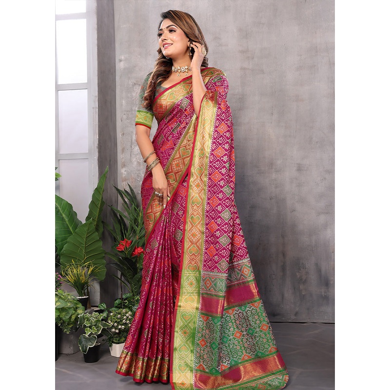 Multicolor Spun Silk Saree With Blouse Piece - JD986597392