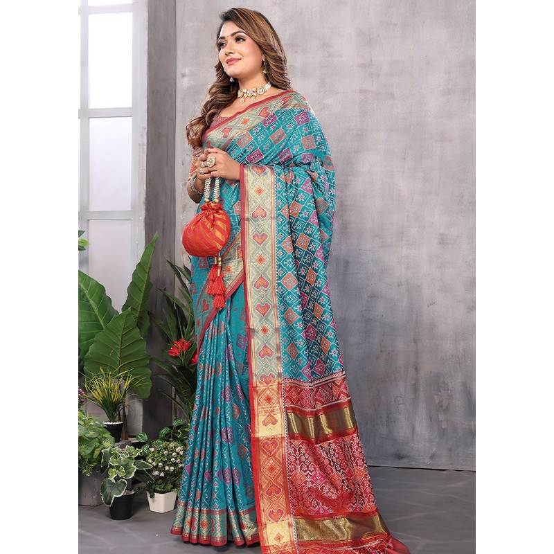 Multicolor Spun Silk Saree With Blouse Piece - JD986597393
