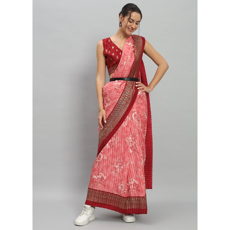 Multicolor Spun Silk Saree With Blouse Piece - JD986597399