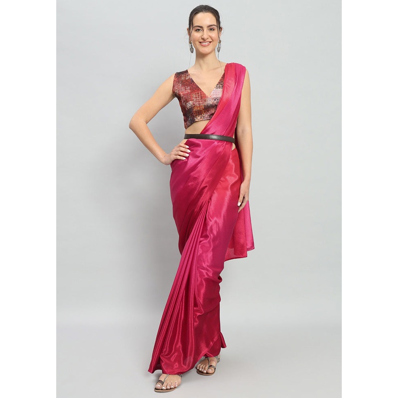Multicolor Spun Silk Saree With Blouse Piece - JD986597400