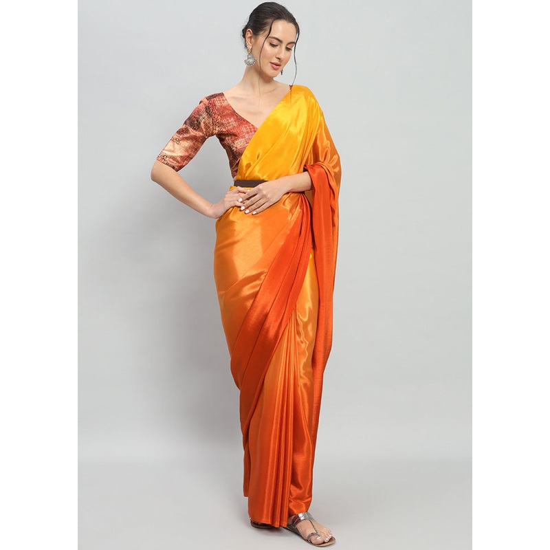 Multicolor Spun Silk Saree With Blouse Piece - JD986597401
