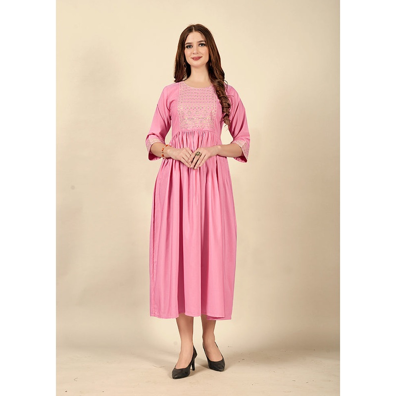 Pink Readymade Cotton Kurti - JD986597331