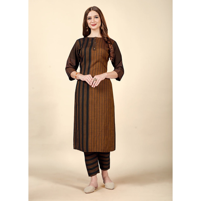 2 Pc Black Readymade Cotton Kurti Set - JD986597146