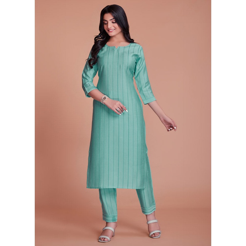 2 Pc Blue Readymade Viscose Kurti Set - JD986597102