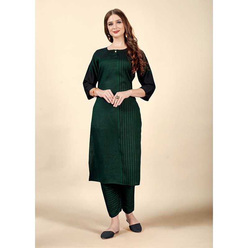 2 Pc Green Readymade Cotton Kurti Set - JD986597145