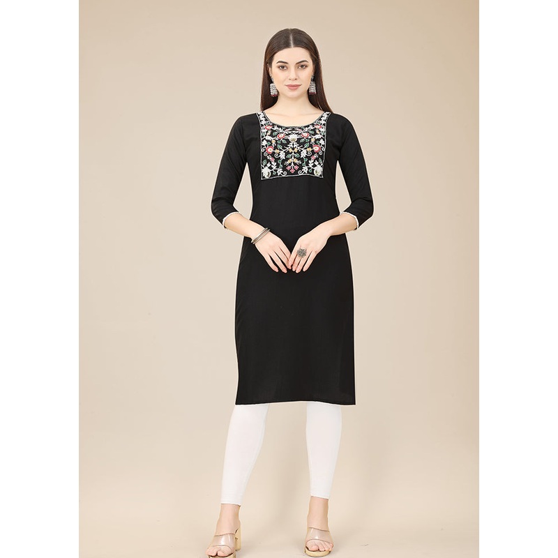 Black Readymade Silk Kurti - JD986597168