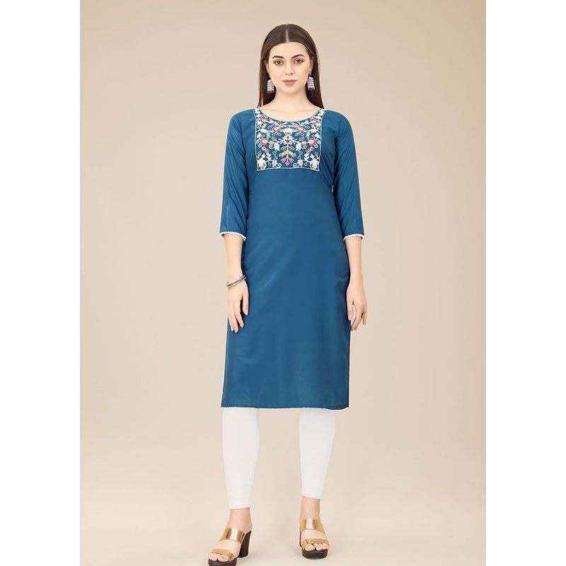 Blue Readymade Silk Kurti - JD986597170