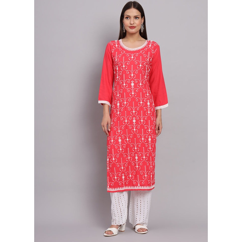 Pink Readymade Rayon Kurti - JD986597274