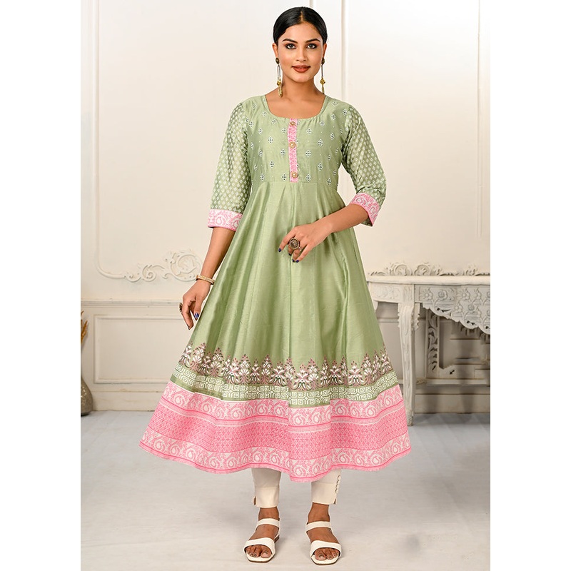 Pista Green Readymade Cotton Kurti - JD986597141