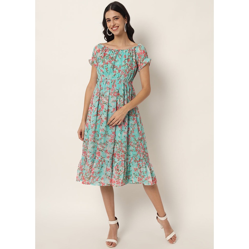 Sea Green Readymade Georgette Kurti - JD986597175