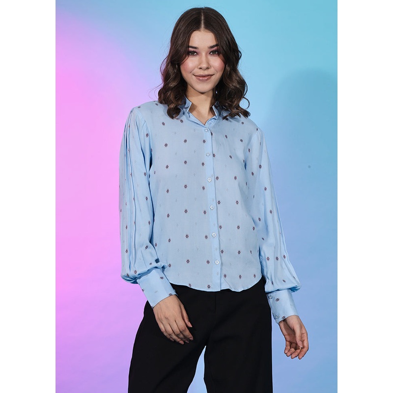 Sky Blue Readymade Viscose Top - JD986597230