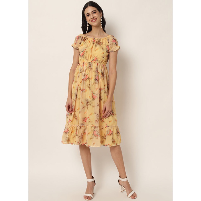 Yellow Readymade Georgette Kurti - JD986597177