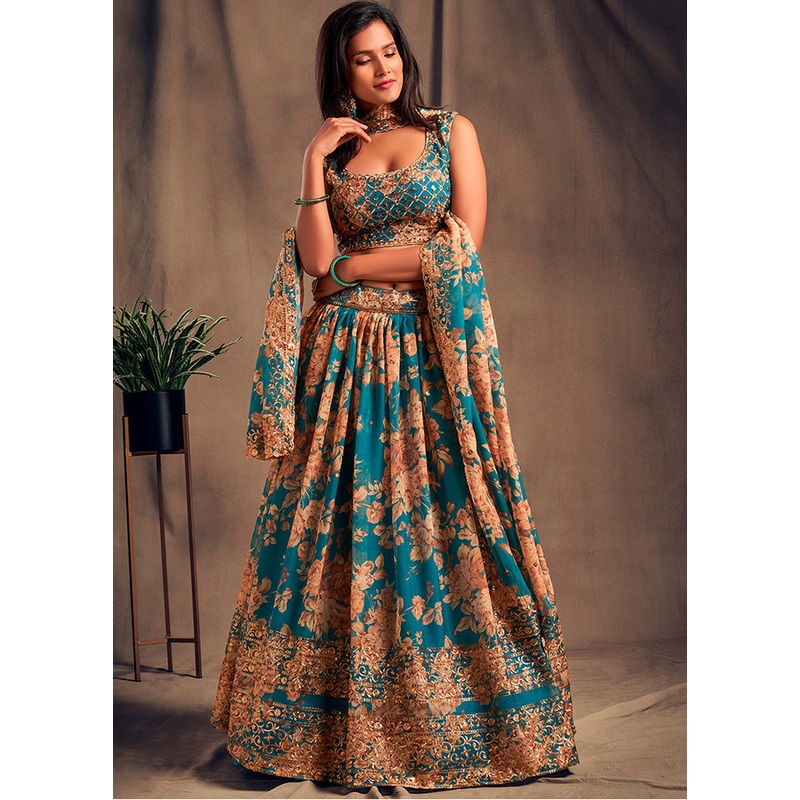 3 Pc Firoza Net Semi Stitched Lehenga Set - JD986596953
