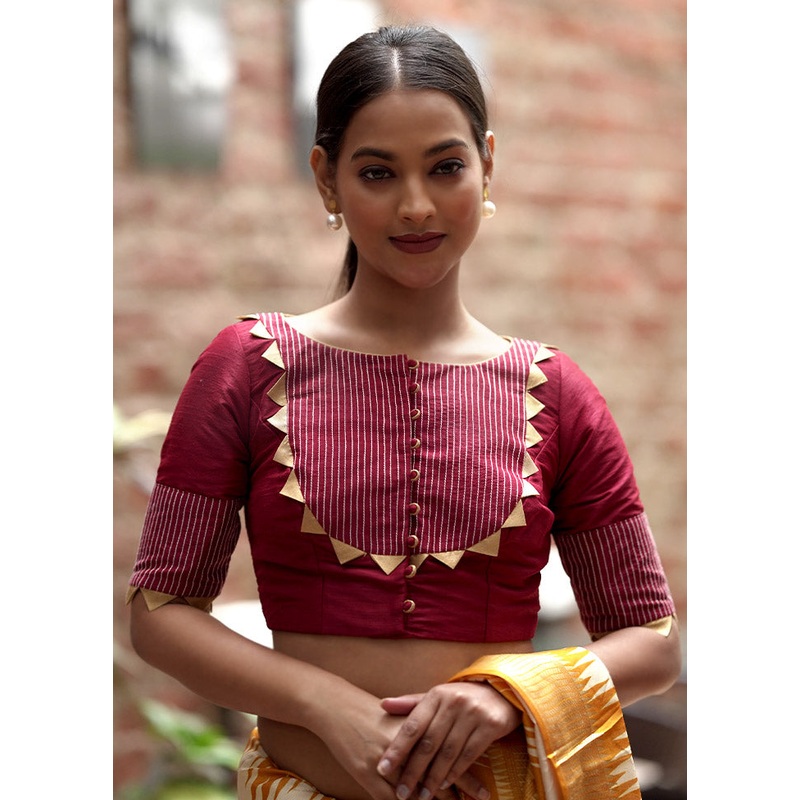 Maroon Dupion Silk Designer Blouse - JD986596899