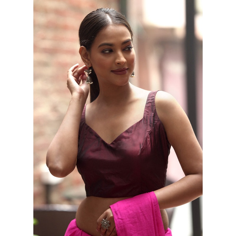 Maroon Silk Designer Blouse - JD986596901