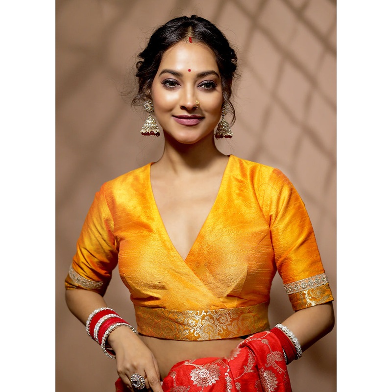 Mustard Brocade Designer Blouse - JD986596903
