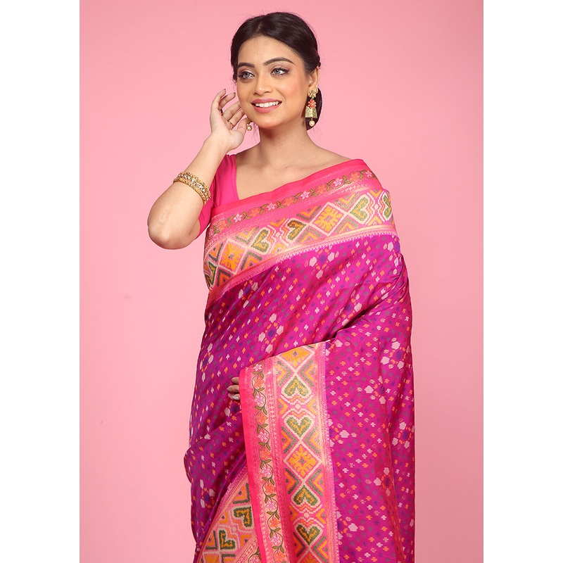 Purple Dupion Silk Saree With Blouse Piece - JD986596881