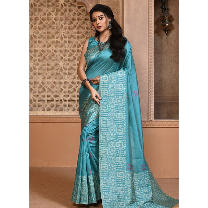 Firoza Chiffon Silk Saree With Blouse Piece - JD986596741