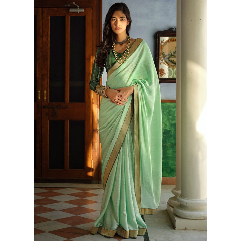 Green Spun Silk Zari Woven Saree With Blouse Piece - JD986596693