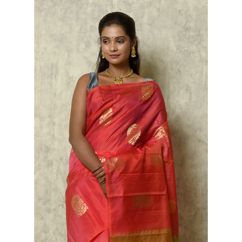 Pink Pure Arni Silk Saree With Blouse Piece - JD986596852