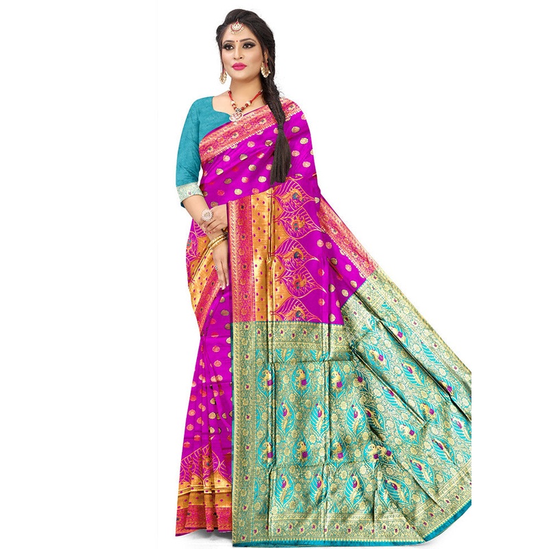 Pink Spun Silk Saree With Blouse Piece - JD986596702