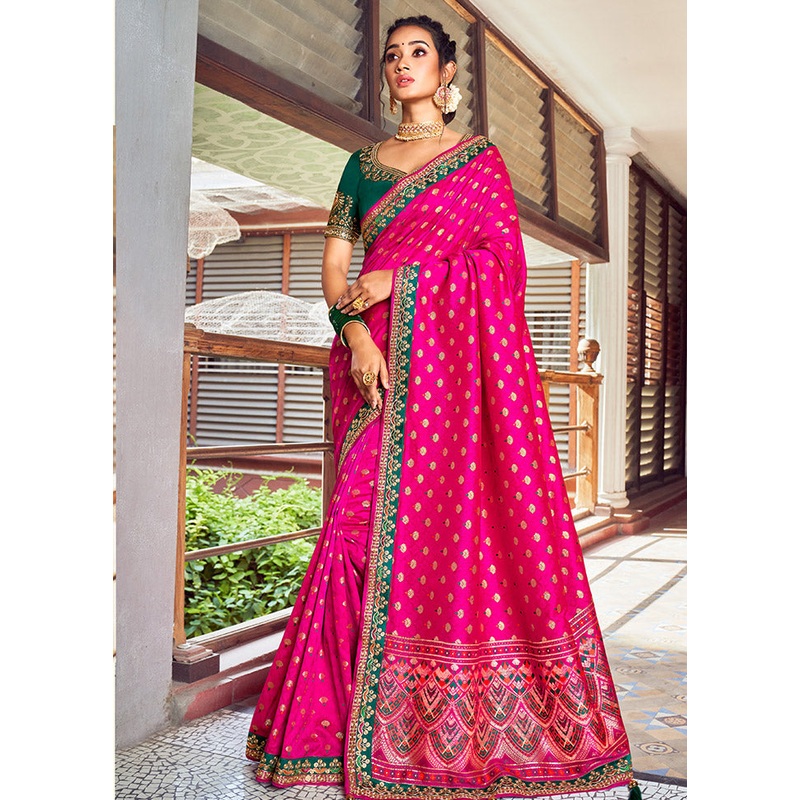 Rani Spun Silk Saree With Blouse Piece - JD986596805