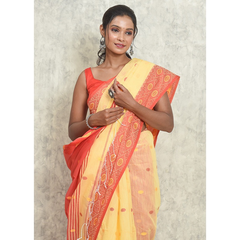 Yellow Matka Silk Saree With Blouse Piece - JD986596874
