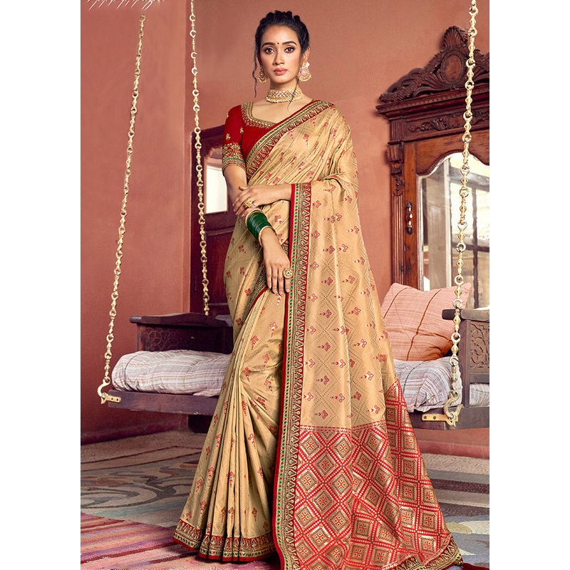 Yellow Spun Silk Saree With Blouse Piece - JD986596804