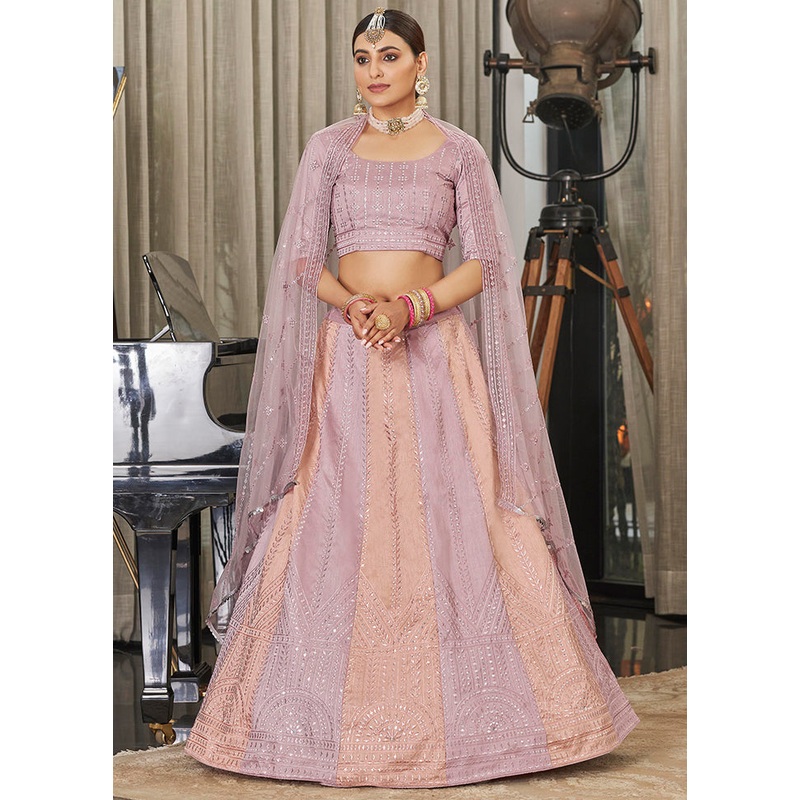 Pink Semi Stitched Lehenga Choli Set With Dupatta - JD986596184