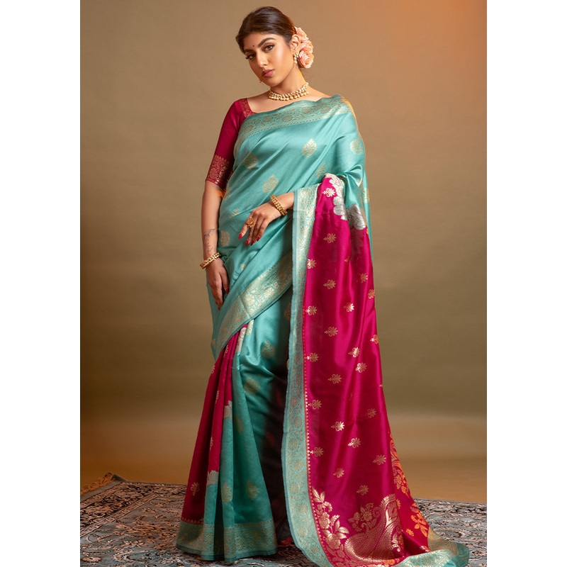 Pink Spun Silk Saree With Blouse Piece - JD986596386