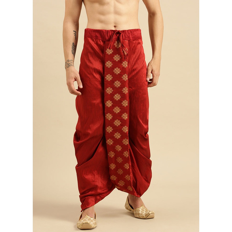 Red Silk Ethnic Bottom Wear - JD986596293